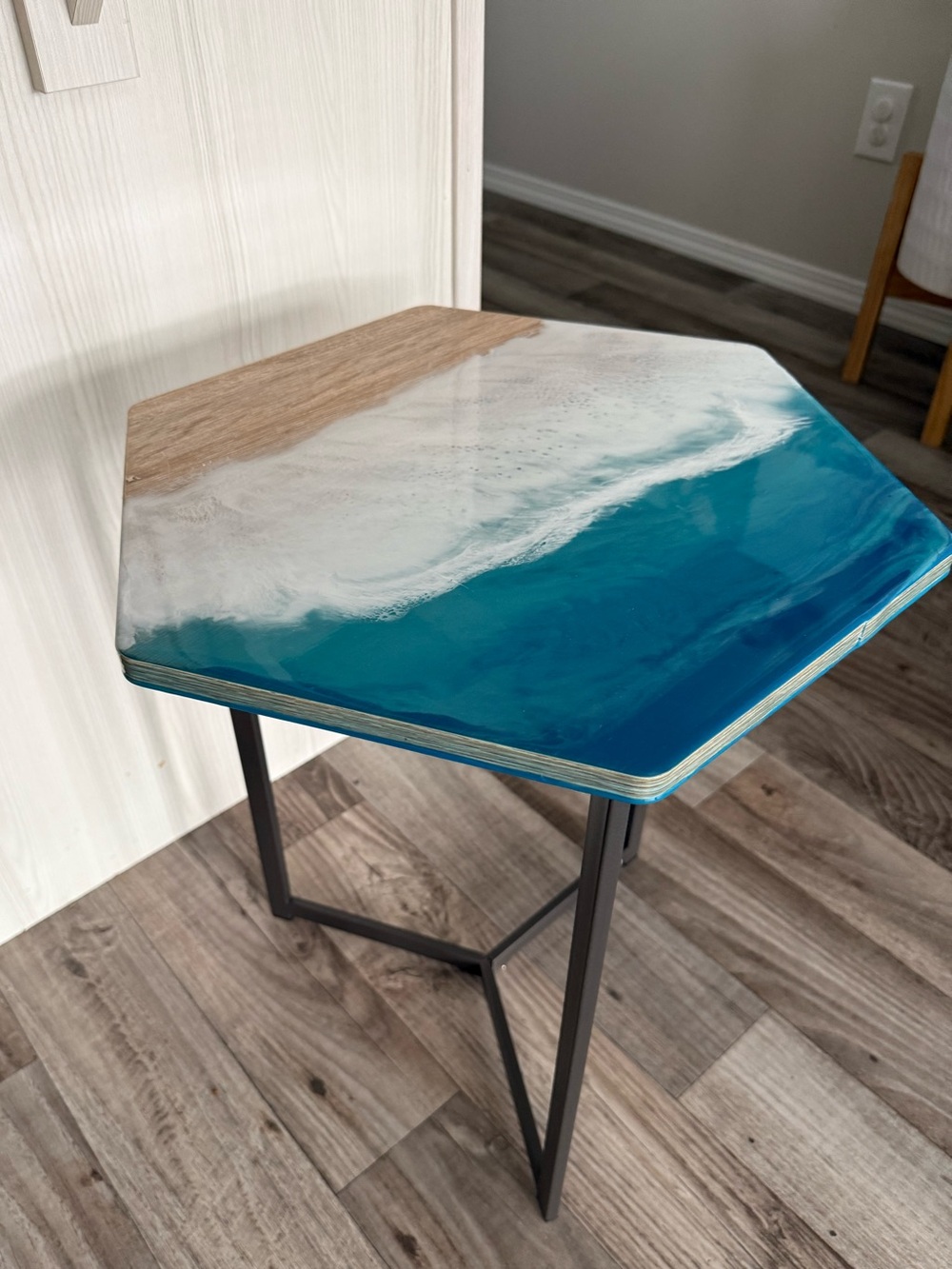 Handmade resin art side table